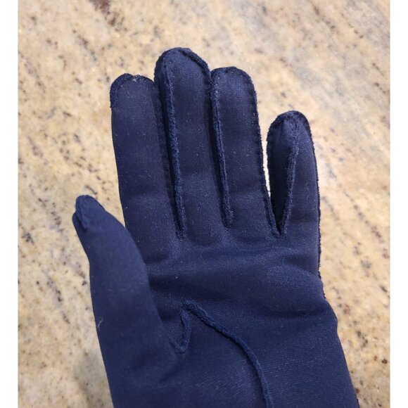 New! Vintage Size M/L 7.5 Blue Cotton Stretch Formal 9.5" Gloves Braided Cuff - Picture 15 of 16
